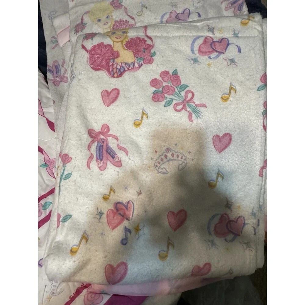 Vintage 1995 Barbie Ballerina Mattel Bedding Lot Comforter Pillow Sheet Pink